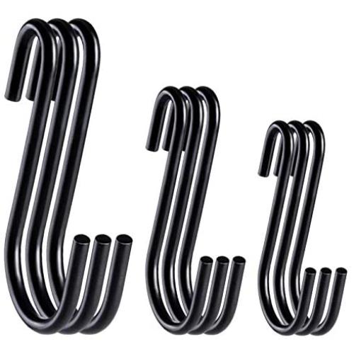 Lemonfilter 24 Pack Heavy Duty S Hooks Black S Shaped Hooks Hanging Hangers Hooks for Kitchen Bedroom and Office