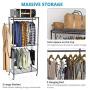 VIPEK 2 Tiers Wire Garment Rack Clothes Rack Portable Clothes Wardrobe Compact Wardrobe Storage Rack Organizer Hanger Bar Metal Clothing Shoe Rack with PP Wheels Side Hooks 35.43x17.72x75.98