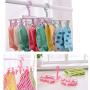Folding Travel Clip & Drip Hanger, Portable Plastic Clothes Underwear Socks Laundry Drying Hanger Rack With 12 Clips For Home Or Outdoor (Light Green)