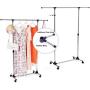 SONGMICS Adjustable Clothes Rack, Rolling Garment Rack, Portable Clothing Rack on Wheels, Blue ULLR01L