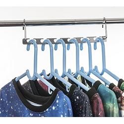 Clothing Organizer Hangers Family Essential Metal Wander Magic Silver Clothes Closet Shirts Tidy Hangers (Set of 6)