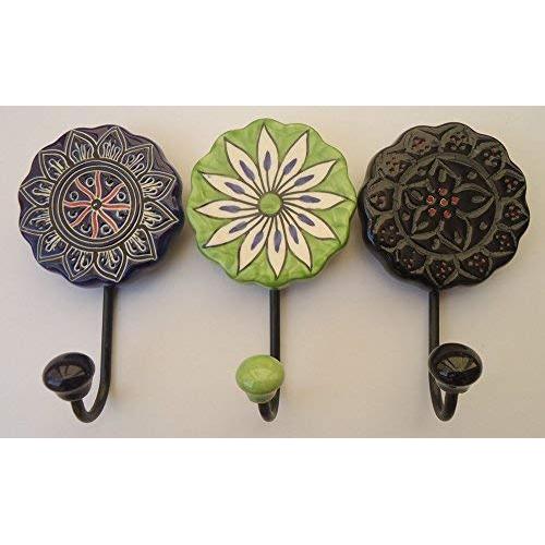 Zoya Ceramic Knobs Handmade Ceramic Wall Coat Round shape Single Hooks Clothes Keys Tie Home Accessories Office Utility Hangers (Type 1)