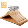 HOUSE DAY Wooden Hanger 20 Pack Wooden Suit Hanger Wooden Clothes Hanger Natural Smooth Finish Wooden Coat Hanger Premium Wooden Hangers for Clothes Dress Suit