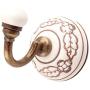 Indianshelf Handmade 3 Artistic Vintage White Ceramic Leaf Etched Clothes Hooks Hangers/Coat Hooks Wall Mounted