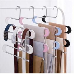 5PC Random Color 5 Layers S Shape Multifunctional Travel Clothes Hangers Pants Storage Belt Hangers Cloth Rack Multilayer Storage Cloth Hanger