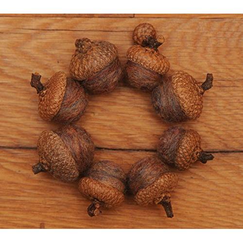 Tan Wool Felted Acorn Ornaments, muted colors, also available without hangers
