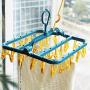 EvaroFly Portable Multipurpose Magic Folding Hanger, Anti-skidding Wind-Proof Storage Clothes Hanger, Socks Bras Gloves -Blue+Yellow 32 Clips