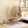 JURMERRY Clothes Rack Metal Garment Racks Pipe Hanging Heavy Duty with Top Rod and Lower Storage Shelf 1-Tier Shelves,(Pink) JURMERRY Clothes Rack Metal Garment Racks Pipe Hanging Heavy Duty with Top Rod and Lower Storage Shelf 1-Tier Shelves,(Pink)