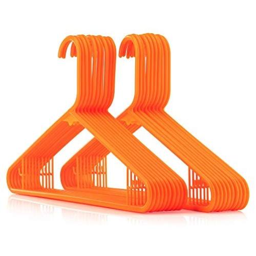 HANGERWORLD 20 Orange 16inch Plastic All Purpose Coat Clothes Garment Pant Skirt Bar Hangers Loop Hooks