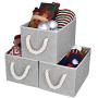 StorageWorks Storage Boxes for Shelves with Cotton Rope Handles, Closet Storage Bin, Rectangle, Gray, 3-Pack, Large