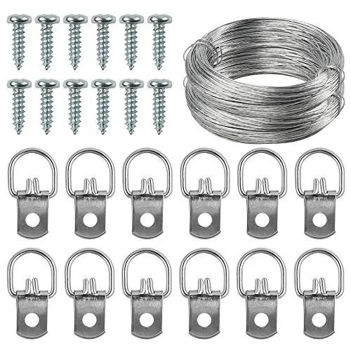 HongWay D Ring Picture Hangers Heavy Duty, Picture Hangers Kit 141 Pcs Including 70Pieces D Ring Picture Hangers with 70 Phillips Screws and Picture Hanging Wire (100 Feet) HongWay D Ring Picture Hangers Heavy Duty, Picture Hangers Kit 141 Pcs Including 70Pieces D Ring Picture Hangers with 70 Phillips Screws and Picture Hanging Wire (100 Feet)