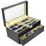 ADTL 3 Gifts for Free 12 Grids Double-Layer Black PU Leather Organizer Sunglass Eyewear Storage Box ADTL 3 Gifts for Free 12 Grids Double-Layer Black PU Leather Organizer Sunglass Eyewear Storage Box