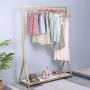 FURVOKIA Modern Simple Heavy Duty Metal Rolling Garment Rack with Wheel,Retail Display Clothing Rack,Wrought Iron Single Rod Floor-Standing Hangers Clothes Shelves (Gold Square Tube with Wood, 47.2 L) FURVOKIA Modern Simple Heavy Duty Metal Rolling Garment Rack with Wheel,Retail Display Clothing Rack,Wrought Iron Single Rod Floor-Standing Hangers Clothes Shelves (Gold Square Tube with Wood, 47.2 L)