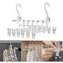 combnine Pants Hangers Double Hook Trousers Rack Adjustable Rotating Folding Multi-Layer Closet Hangers Magic Space Saver Storage Rack for Clothes Towel Scarf