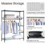 LANGRIA Heavy Duty Wire Shelving Garment Rack Clothes Rack, Portable Clothes Closet Wardrobe,Compact Zip Closet, Extra Large Wardrobe Storage Rack/Organizer, Hanging Rod,Capacity 420 lbs, Dark Brown