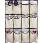 MISSLO Over The Door Shoe Organizer 24 Large Fabric Pocket Closet Accessory Storage Hanging Shoe Hanger, Beige