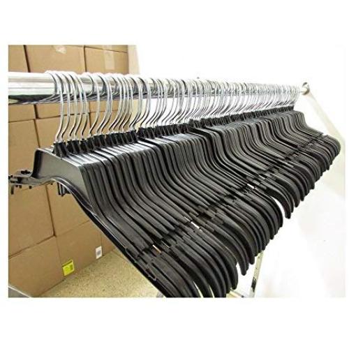 Lot of 120 Black Plastic Adult Clothes Shirt Hangers 17" wide