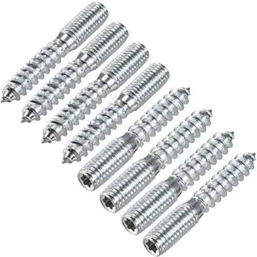 uxcell 8Pcs M8 50mm Long Hanger Bolt Double Headed Bolt Self-Tapping Screw for Furniture