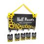 Personalizable Hall Passes Set with Hanger, Yellow Sunflower in Dark Grey Teacher Decorations for Classroom