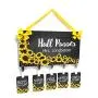 Personalizable Hall Passes Set with Hanger, Yellow Sunflower in Dark Grey Teacher Decorations for Classroom