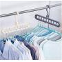 10pcs Random Color Multi-Functional 9 Holes Clothes Hanger Skirt Shirt Coat Drying Hang Rack Wardrobe Storage Organizer Space-Saving Cabide