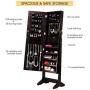 LANGRIA Lockable Jewelry Cabinet Jewelry Armoire with Mirror Jewelry Holder Organizer Storage, 4 Angle Adjustable, Brown