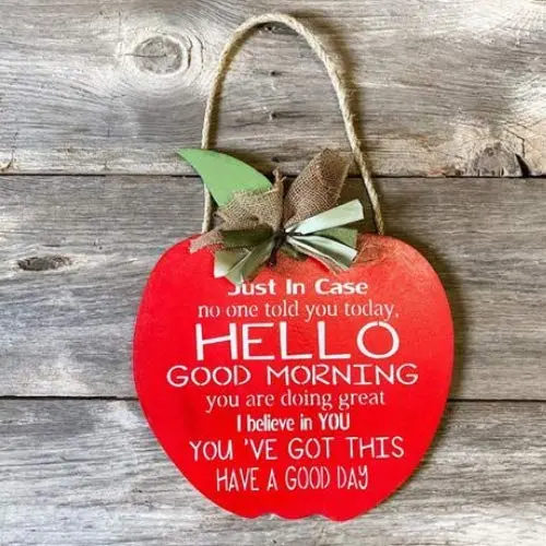 Apple Inspirational Quote Door Hanger Teacher Classroom Back to School