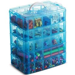 LifeSmart USA Stackable Storage Container Blue 50 Adjustable Compartments Compatible with Lego Dimensions Shopkins Littlest Pet Shop Arts and Crafts and More (Standard 5 Tier)