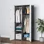 KOUSI Portable Closet Wardrobe Closet Room Closet with Doors Wardrobe with Storage Wardrobes for Bedrooms Portable Closet Wardrobe Bedroom Armoire, Black, 2 Hanger