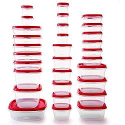 Rubbermaid Easy Find Vented Lids Food Storage Containers, Set of 30 (60 Pieces Total), Racer Red