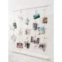 DII Home Traditions Floating Photo Display DIY Photo Collage Set with Twine Clothesline, Natural Wood Wall Mounts, and 30 Wooden Clothespin Clips for Hanging Photos, Prints, and Art - Rustic White