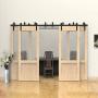 ZEKOO 12 FT 4 Doors Bypass Barn Door Hardware Four Hangers Style Roller Kit