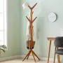 COAT RACK Solid Wood Free Standing, Coat Hook Wooden And Hook Rack With 4 Tiers 8 Hooks, Entryway Standing Hat Coat Hanger Rack, Hall Tree For Clothes Scarves And Hats