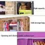 WN - Cloth Wardrobe Dustproof Assembly Folding Combination Cloth Wardrobe Coat Rack Storage Clothes Hanger Folding Storage Cabinet (Color : C)