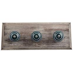 Indianshelf Handmade 2 Artistic Vintage Green Wooden Strip Wall Hooks Hangers/Clothes Hooks Wall Mount