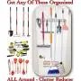 Mop and Broom Holder Wall Mount with 2 Aluminum Racks + 4 Grippers + 12 Utility Hooks for Laundry Room, Kitchen & Storage Organizer. Tools Hanger, Cleaning Gears Hook Rack & Garden Tool Organization.