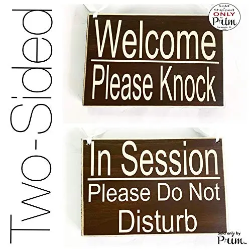 IN SESSION Please Do Not Disturb WELCOME Please Knock Two Sided 8x6 Spa Salon Office Wood Open Closed Rustic Custom Sign Welcome Home Office Door Hanger