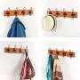 Tibres - Coat Hook Rack Wall and Door Mount for Clothes Jackets Hats Backpacks and Towels - Farmhouse Rustic Wall Hanger for Use in Entryway Bathroom and Bedroom - 4 Wire Black Hooks - Matt Lacquer