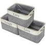 Sorbus Storage Basket Set [Pack 3] Large 15 x 10 x 9 Live Laugh and Love, Big Rectangular Fabric Collapsible Organizer Bins with Carry Handles for Easy Use (Storage Grey Bins - Lowercase Text)