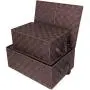 Sorbus Storage Boxes Woven Basket Bin Container Tote Cube Organizer Set Stackable Storage Basket Woven Strap Shelf Organizer Built-in Carry Handles (Woven Lid Baskets - Chocolate)
