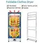 KASYDoFF Clothes Dryer Portable 3-Tier 1.7 Meters Foldable Clothes Drying Rack Energy Saving (Anion) Clothing Dryers Digital Automatic Timer with Remote Control for Apartment Houses