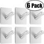 Anwenk Self Adhesive Hooks, 6 Pack Heavy Duty Wall Hook Towel Hook Coat Hook Hat Hook 304 Brushed Stainless Steel Bathroom Kitchen Super Power Wall Mount Hooks