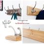 Wall Mounted Clothes Hanger Coat Rack Bamboo Robe Towel Keys Holder 5 Hooks 24inches Bamboo Natural