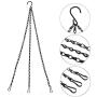 JINMURY Black Flower Pot 15.7Inch Chain Hanging Basket Flower Pot Galvanized Replacement 3 Point Garden Plant Pots Hanger Decoration (Set of 3)