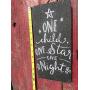 Vintage look ONE CHILD ONE STAR ONE NIGHT Christmas Chalk Couture style old time font jute hanger antique style primitive style. weathered wood sign