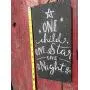 Vintage look ONE CHILD ONE STAR ONE NIGHT Christmas Chalk Couture style old time font jute hanger antique style primitive style. weathered wood sign