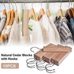 Supicity 10 Pack Cedar Hang Ups Set,Natural Cedar Blocks with 10 Hooks for Clothes Storage,Aromatic Cedar Balls Hangers,Closets & Drawers Storage Accessories Refined