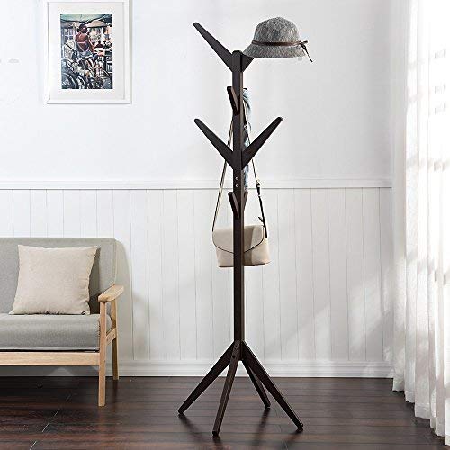 DNSJB Solid Wood Coat Rack Entryway Standing Hat Jacket Coat Clothes Hanger Holder Stand Hall Tree 8 Hooks (Color : D)