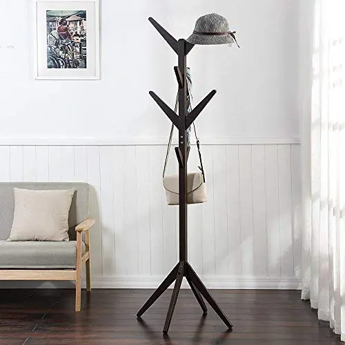 DNSJB Solid Wood Coat Rack Entryway Standing Hat Jacket Coat Clothes Hanger Holder Stand Hall Tree 8 Hooks (Color : D)