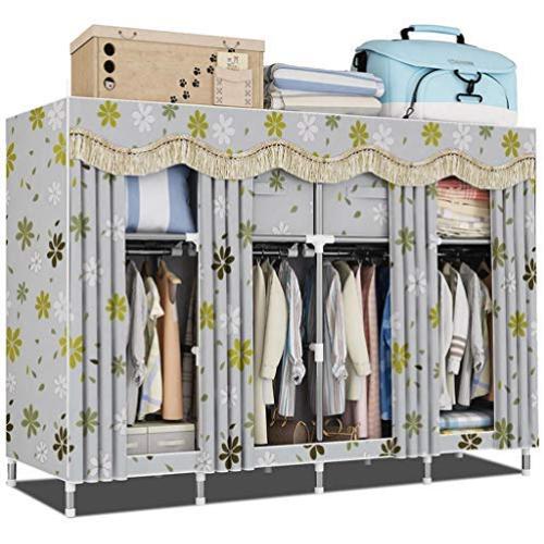 WN - Cloth Wardrobe Assembly Cloth Wardrobe Storage Clothes Hanger Coat Rack Large Folding Storage Cabinet (Color : C)
